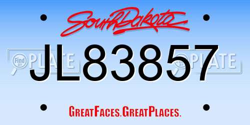 JL83857 South Dakota License Plate
