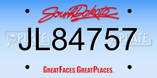 JL84757 South Dakota License Plate