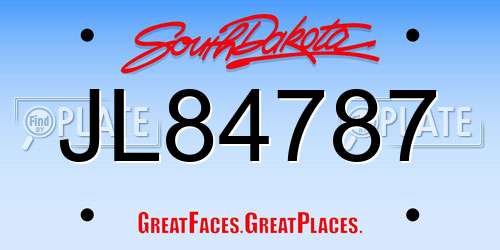 JL84787 South Dakota License Plate