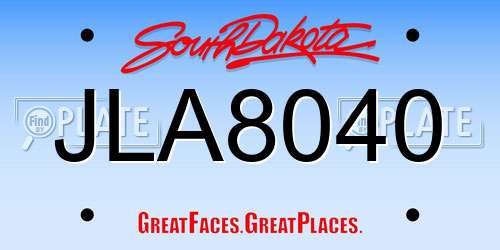 JLA8040 South Dakota License Plate