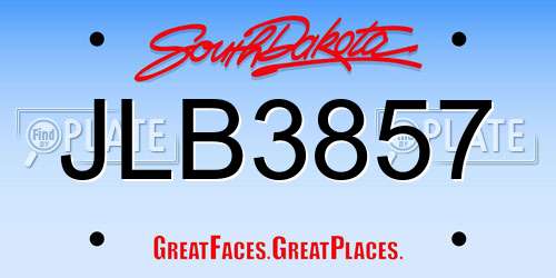 JLB3857 South Dakota License Plate