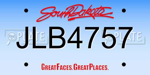 JLB4757 South Dakota License Plate