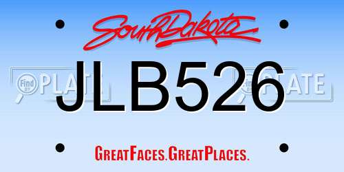 JLB526 South Dakota License Plate