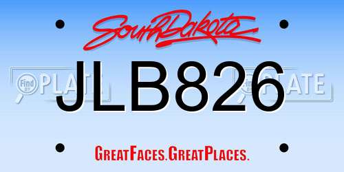 JLB826 South Dakota License Plate