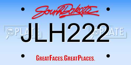 JLH222 South Dakota License Plate
