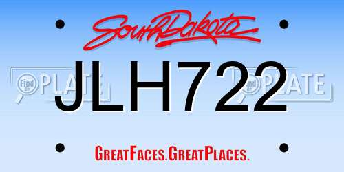 JLH722 South Dakota License Plate