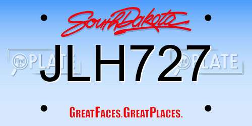 JLH727 South Dakota License Plate