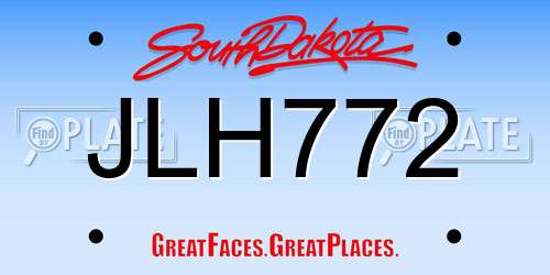 JLH772 South Dakota License Plate