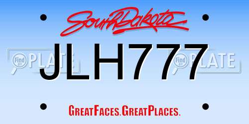 JLH777 South Dakota License Plate