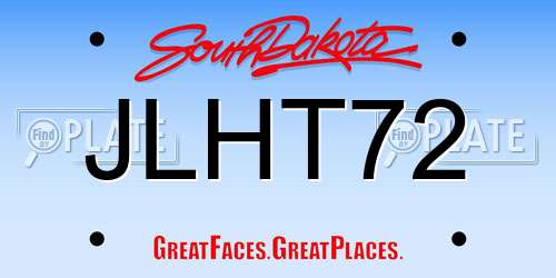 JLHT72 South Dakota License Plate