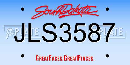 JLS3587 South Dakota License Plate