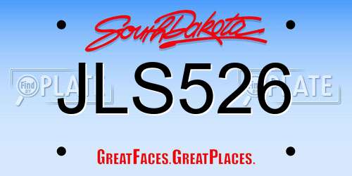 JLS526 South Dakota License Plate