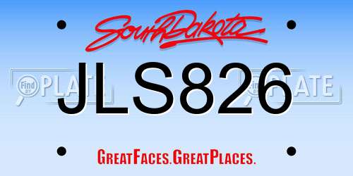 JLS826 South Dakota License Plate