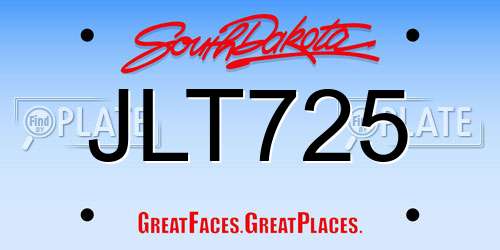 JLT725 South Dakota License Plate