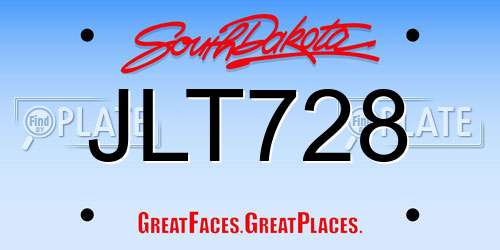 JLT728 South Dakota License Plate