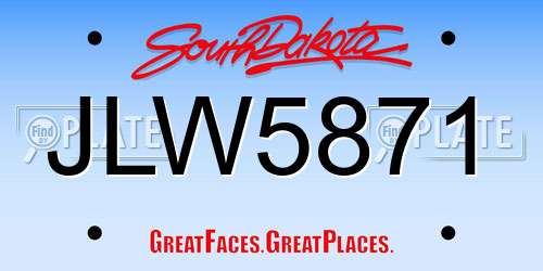 JLW5871 South Dakota License Plate