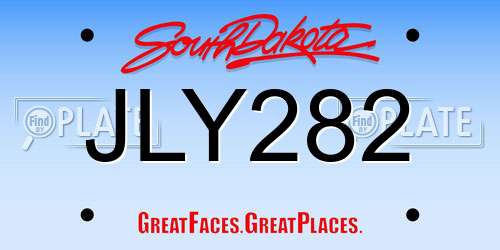 JLY282 South Dakota License Plate