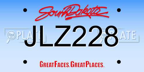 JLZ228 South Dakota License Plate
