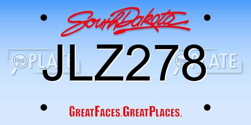 JLZ278 South Dakota License Plate