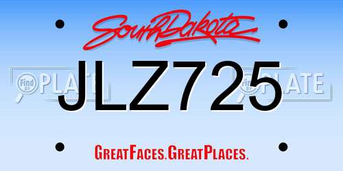 JLZ725 South Dakota License Plate