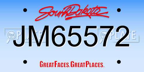 JM65572 South Dakota License Plate