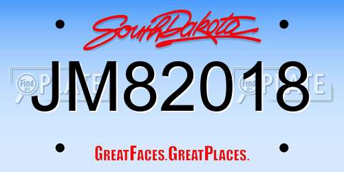 JM82018 South Dakota License Plate
