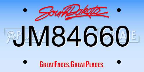 JM84660 South Dakota License Plate