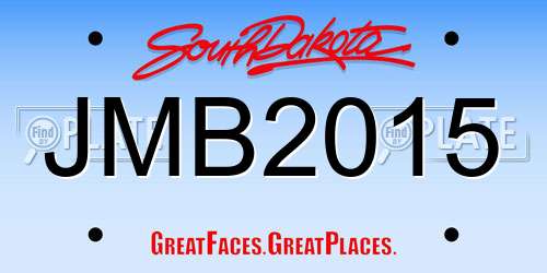 JMB2015 South Dakota License Plate