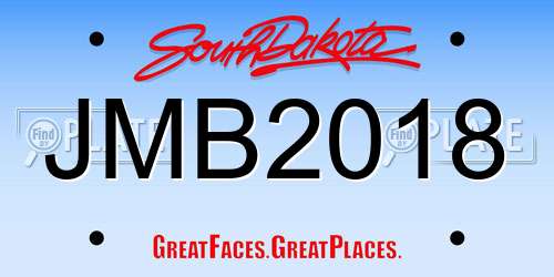 JMB2018 South Dakota License Plate