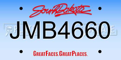 JMB4660 South Dakota License Plate