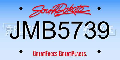JMB5739 South Dakota License Plate