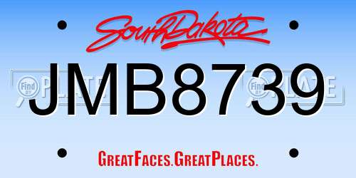 JMB8739 South Dakota License Plate