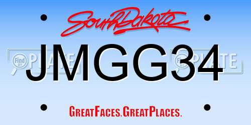 JMGG34 South Dakota License Plate