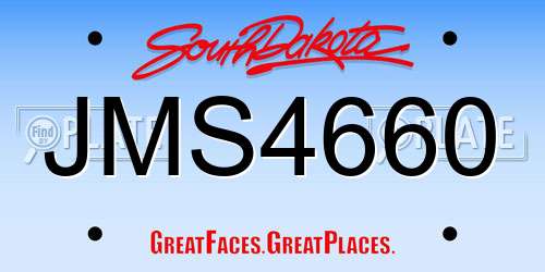 JMS4660 South Dakota License Plate