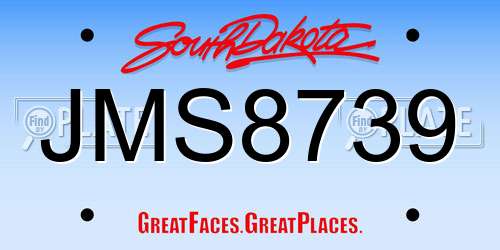 JMS8739 South Dakota License Plate