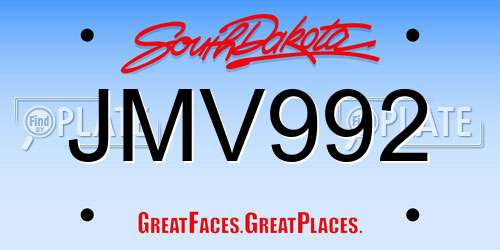 JMV992 South Dakota License Plate