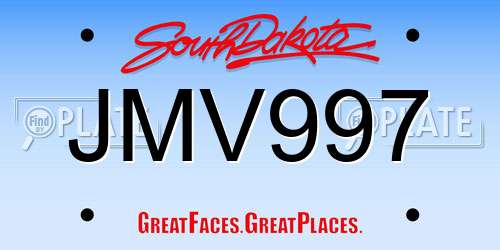 JMV997 South Dakota License Plate