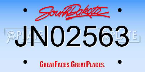 JN02563 South Dakota License Plate