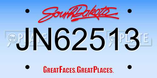 JN62513 South Dakota License Plate