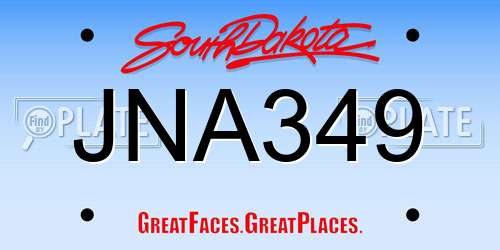 JNA349 South Dakota License Plate