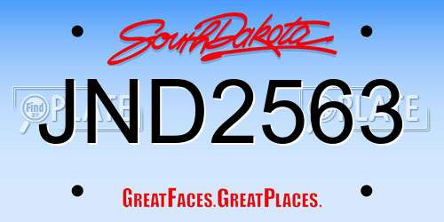 JND2563 South Dakota License Plate