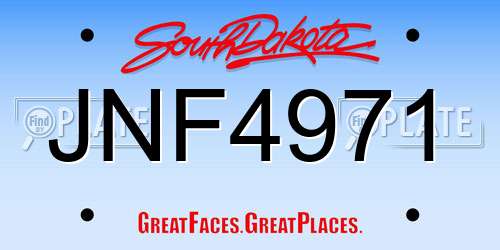 JNF4971 South Dakota License Plate