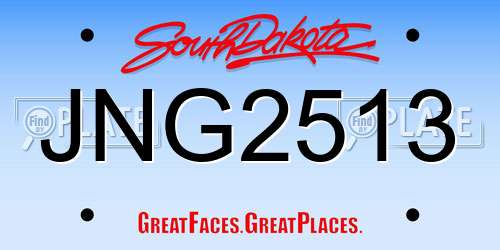 JNG2513 South Dakota License Plate