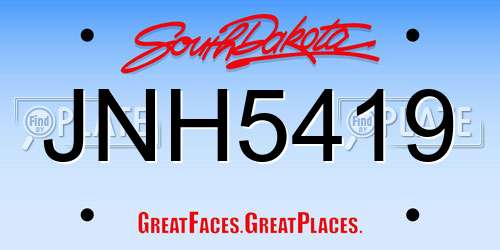 JNH5419 South Dakota License Plate
