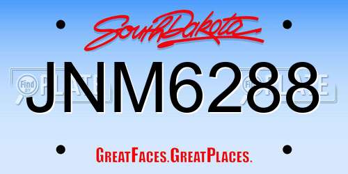 JNM6288 South Dakota License Plate