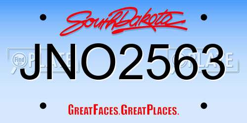 JNO2563 South Dakota License Plate