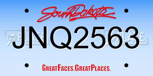JNQ2563 South Dakota License Plate