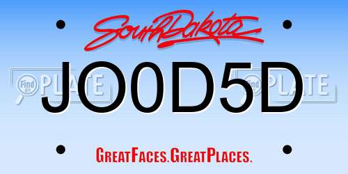 JO0D5D South Dakota License Plate