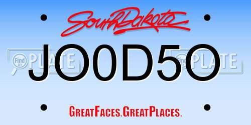 JO0D5O South Dakota License Plate
