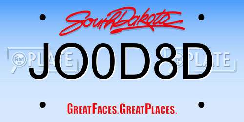 JO0D8D South Dakota License Plate